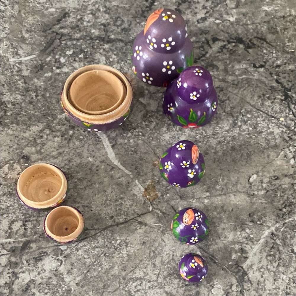 Purple Floral Nesting Dolls Set
